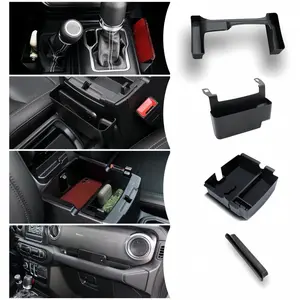 4PCS Center Console Organizer for 2018-2022 2023 Jeep Wrangler JL JLU and Gladiator JT Accessories Gear Shift Side Tray Organizer,Hanging Armrest Storage Box (Not for JK/JKU) jeep wrangler accessory