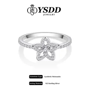 【#470 Holiday&Xmas】Star Flower Ring Full Moissanite vvs Synthetic Moissanite Rings in 925 Sterling Silver