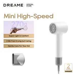 DREAME Mini High-Speed Hairdryer, 270g Lightweight, Fast Drying, Customizable Modes, 100,000RPM Motor, NTC Temperature Control, Negative Ion Cares, 5 Cutomizable Modes, Kid's Mode