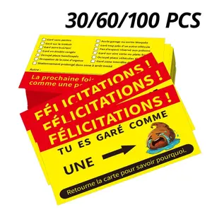 Funny French Parking Ticket, Prank Parking Fine, Tu Es Garé Comme Une Text, 9x5.4 Cm, Fun Parking Notice for Private & Public Spaces