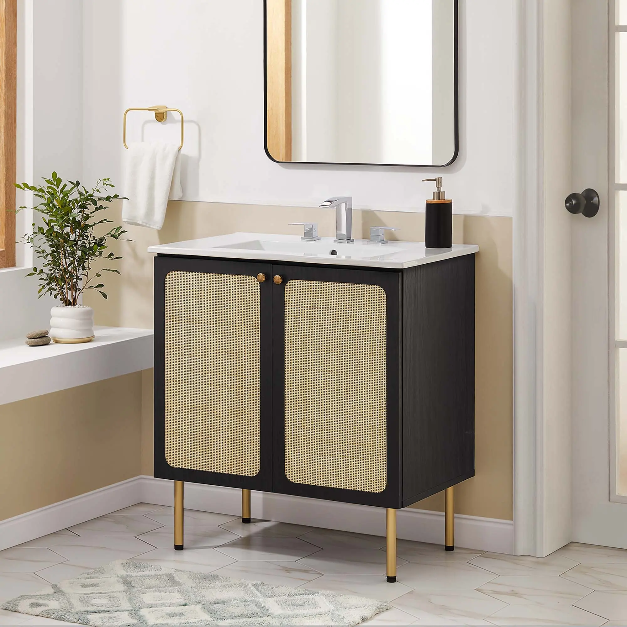 Chaucer 30" Bathroom Vanity Cabinet (Sink Basin Not Included) in Black