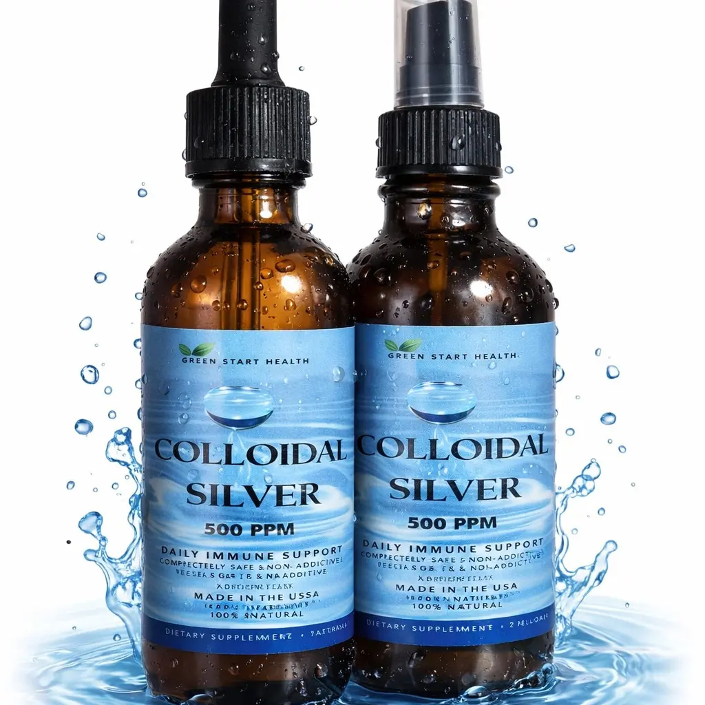 2-in-1 Bundle_Fresh Start Health Colloidal Silver 500 PPM_Dropper & Spray_2 Fl Oz 60 ml_Immune Support_US Made