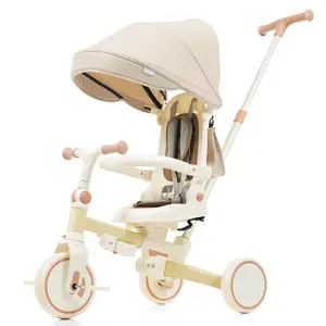 7-in-1 Multifunctional Baby Tricycle -Lightweight Foldable Stroller with AdjustableParent Handle, Safety Harness, Wheel Brakes,Removable Canopy, EVA Wheels, Soft Seats,Multi-Mode for 18m-6 Years Boys & Girls outdoorfun teacher appreciation gift