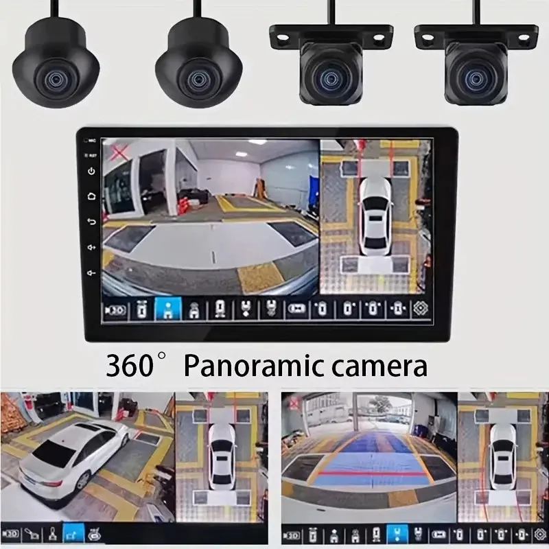 Car Rearview Panoramic Camera with 360° 1080P HD Night Vision for Android Player, Front Rear Automotive Dashcam