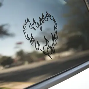 Fire Heart Vinyl Decal - 651 Permanent Vinyl for Car, Laptop, and Window Accessories - Durable, Weather-Resistant, Self-Adhesive Backing