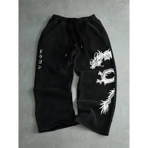Casual Dragon Print Joggers for Men and Women, Loose Fit Drawstring Pants for Fall and Winter, Versatile Comfortable Bottoms for Everyday Wear