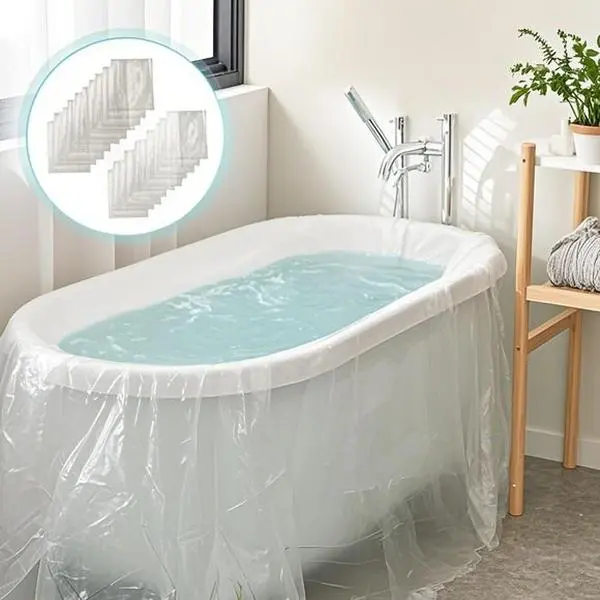 Large HDPE Disposable Bathtub Liners, 20pcs-102x47 Inch Elastic & Sturdy All-Purpose Covers - Waterproof Protectors for Salons - Fits Standard Tubs, Ideal for Cleaning Bathtub Needs