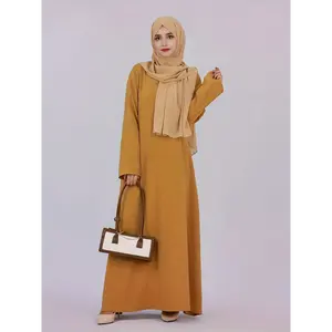 [Modest Abaya Dress] 1pc Women's Modest Long Sleeve Abaya Dress - 100% Polyester Solid Color Woven Hijab with Pockets, All-Season Fashionable Muslim Middle Eastern Dubai Turkish Style, Everyday Abaya Dress