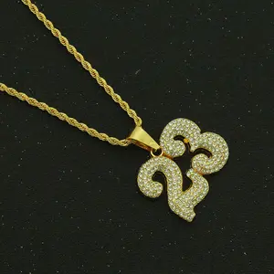 Men's Iced Out 23 Number Pendant Necklace with Rope Chain, Bling Hip Hop Rapper Costume Jewelry Gift, Chain for Mens