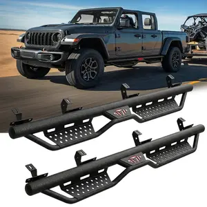 Running Boards For 2020-2026 Jeep Gladiator JT 4 Full Size Doors Two Stairs 6" Coated Black Powder Coated Side Steps 2PCS