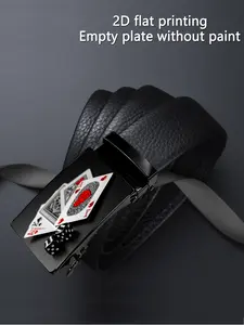 A classic 2D artistic design featuring interactive patterns of playing cards and dice, suitable for business and leisure occasions, with an automatic buckle, ideal as a gift for Father's Day and Valentine's Day, Card Games