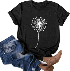 100% Cotton Sunflower Shirts for Women Plus Size Faith Tops Summer Short Sleeve Loose Casual T Shirt Junior Teen Girls Graphic Tees (A-Black, Medium)