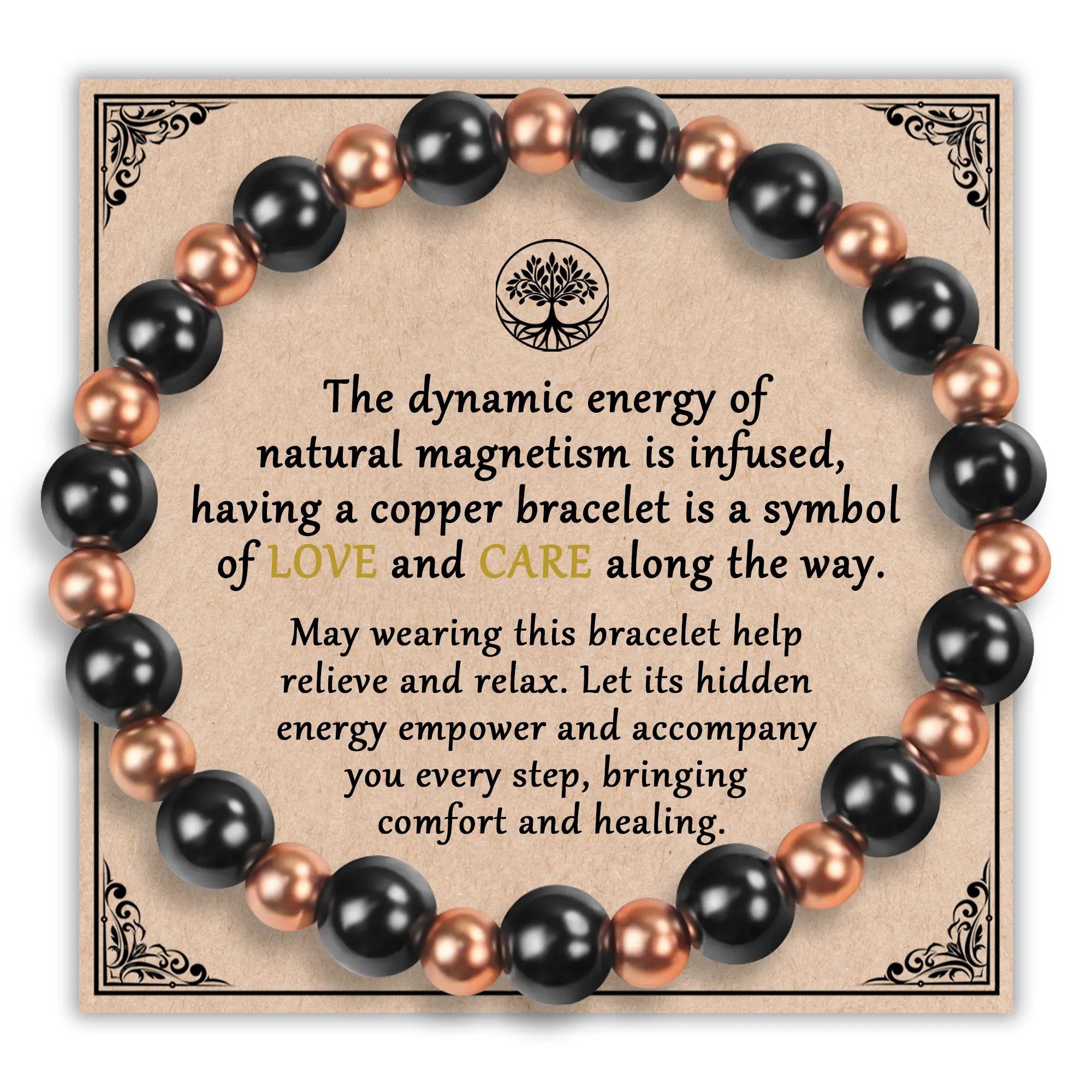 PEALICIOUS  Magnetic Copper Bracelets for Men Magnetic Hematite Bracelet as Gifts for Her, Copper Jewelry with 3800 Gauss Magnets, Christmas Gifts for Mom Stretch Bead Braclets Pulseras Para Mujer