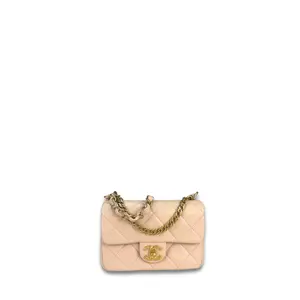 Pre-owned CHANEL Leather Shoulder Bags Blush Pink Mini Single Flap