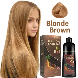 Blonde Brown Hair Dye Shampoo 5 in 1, Natural Plant-Based Formula with Herbal Extracts, Gentle Cleansing & Nourishing, Instant Hair Color for Men & Women, Long-Lasting Blonde Brown Shade, 16.9 Fl Oz