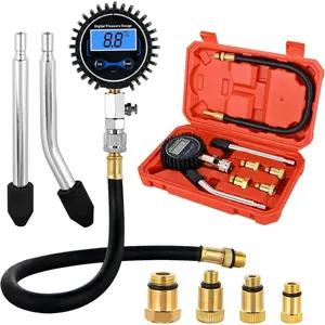 Compression Tester Kit, Digital Compression Pressure Gauge 0-250PSI Automotive Tool Suitable for Gasoline Engine Cylinder Compression Test with Adapter and Hose Digital Tire Wireless Tire Digital Tire Automotive