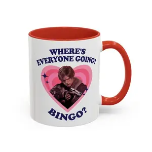 Leon Kennedy Where's Everyone Going Bingo Mug, Leon Kennedy Accent mug, Leon Kennedy RE9 Mug1