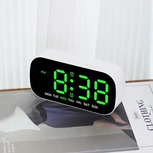 Mini Multifunctional Digital Alarm Clock, Simple Style, Week Date Temperature Display, Five Brightness Levels, Two Alarms, Plug-In Battery, Led Digital Clock