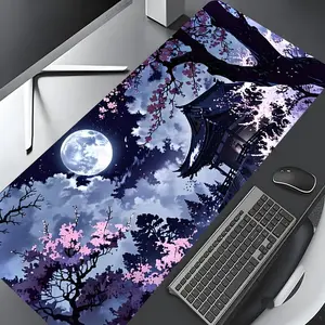 Japanese Style Anime Pattern Mouse Pad, Rectangle Gaming Mouse Pad, Office Desk Keyboard Mat for Home Office Desk
