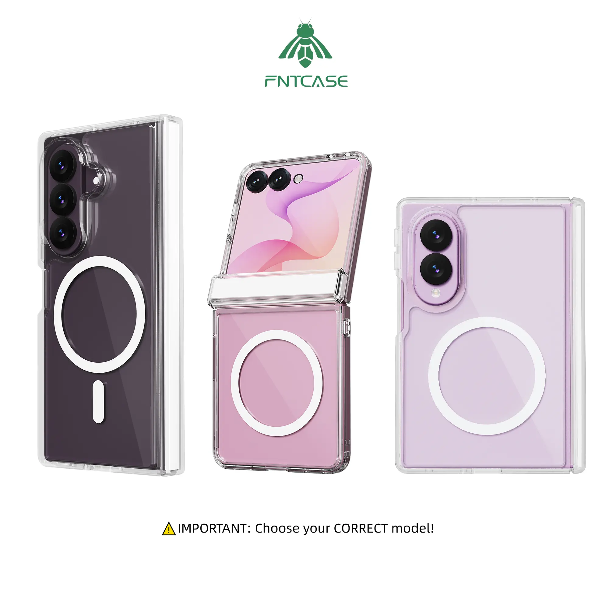 FNTCASE for Samsung Galaxy Z Flip8, Z Fold8, Z Fold8 Ultra/ Z Fold7 Clear Case with Hinge Protection, Fit for Magsafe, Anti-yellowing Shockproof