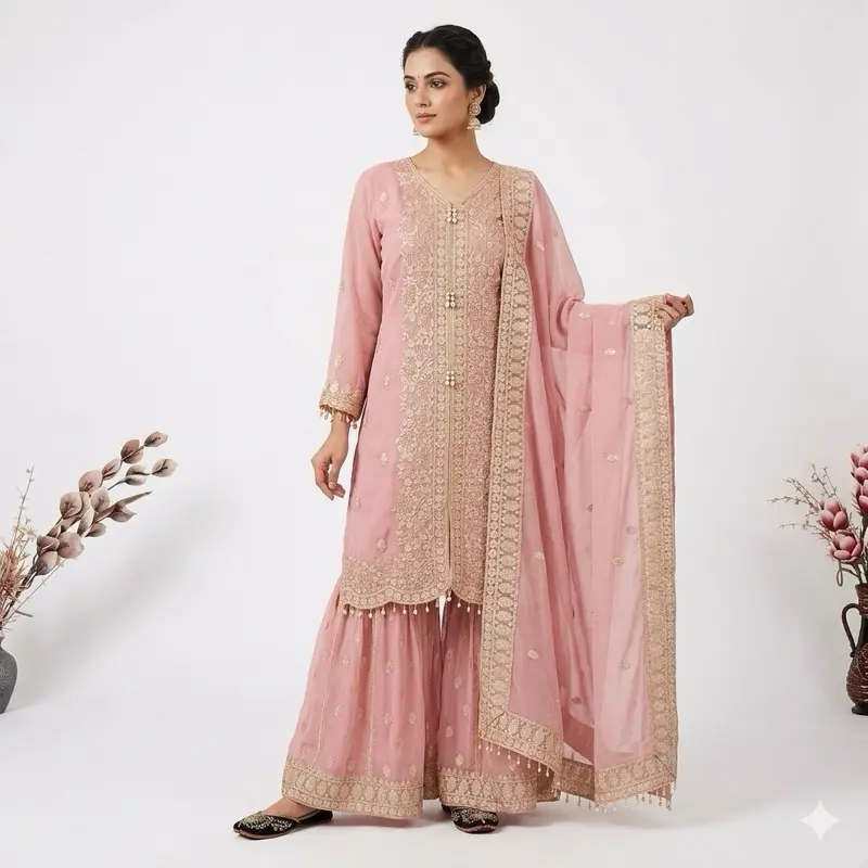 Women's Pink Indian Designer Panjabi Suit - High-Quality, Designer Look Partywear Womenswear Outfit, Indian Attire, Punjabi Style Suit, Elegant, Glam Style, Undamaged, Lady, Ethnic Wear, Clothes, Pakistani Indian Style, Kurtha Set