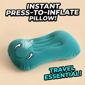 Press-to-Inflate Travel Pillow for Car Office Use Portable Foldable Air Cushion with Skin-Friendly Milk Silk Fabric Trips Car Merch Hotel Pillow zero bounce pillow pixie