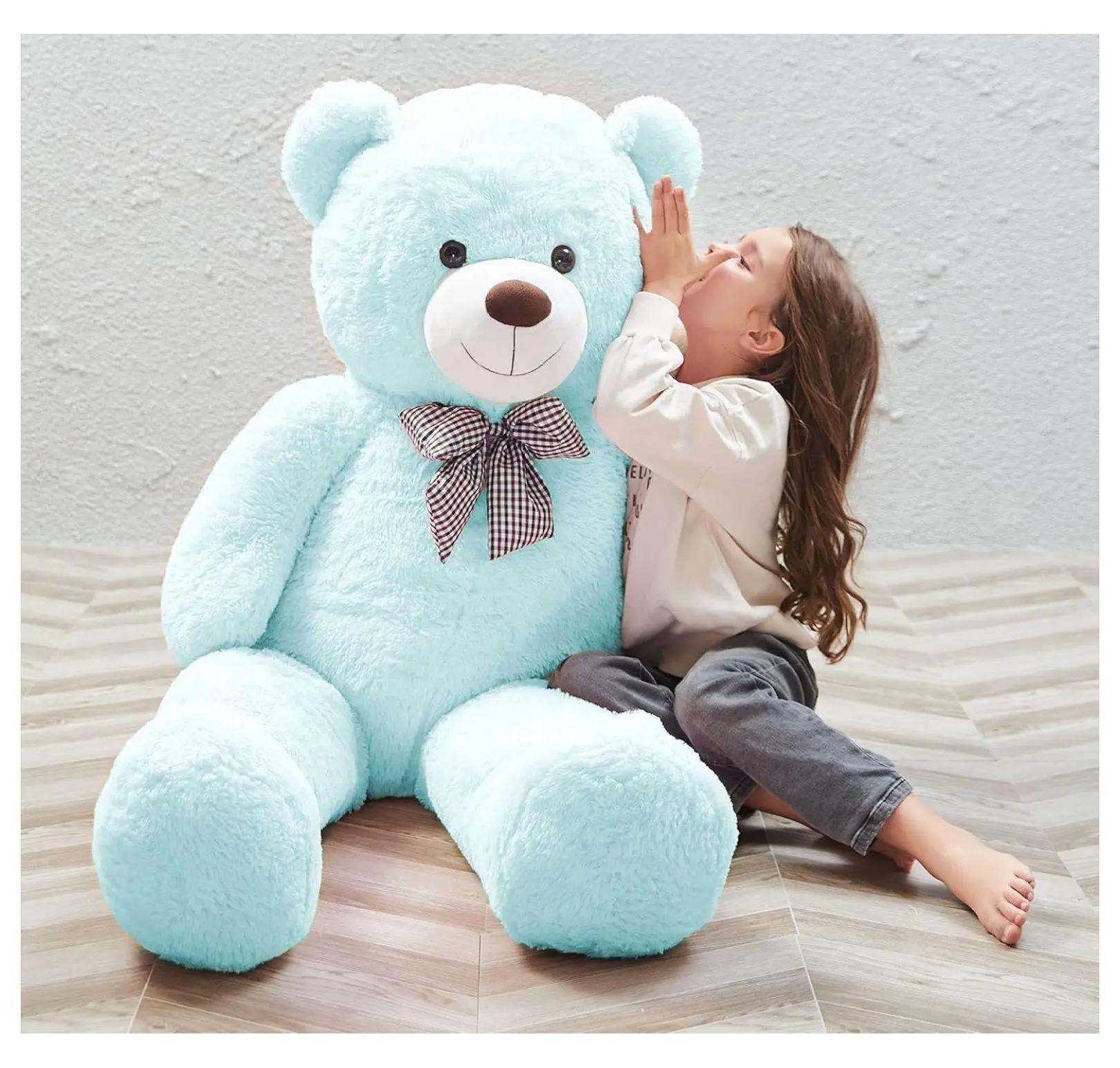 Giant Teddy Bear 47 Inch, 4 Feet Plush Bear - Light Blue Stuffed Animal - Large Teddy Bear for Kids, Girlfriend, Boyfriend - Soft Huggable Plush Toy