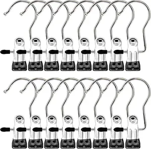 Boot Hangers Clips, 16 Pack Laundry Hooks Hanging Clips Clothes Pins Closet Hanger Organizer Clamps Socks Towel Clips Heavy Duty Clothespins Bulk Hanger Clips for Closet Travel Pants Socks Handbags