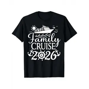 Family Matching Cruise 2026 T-Shirt - Matching Vacation Tee with Anchor & Cruise Ship Nautical Design, S-XXXL for Men, Women & Kids, Breathable Black Shirt for Cruise Outfits, Year-Round Wear (180g) - Casual Cruise Wear for all-Season Use