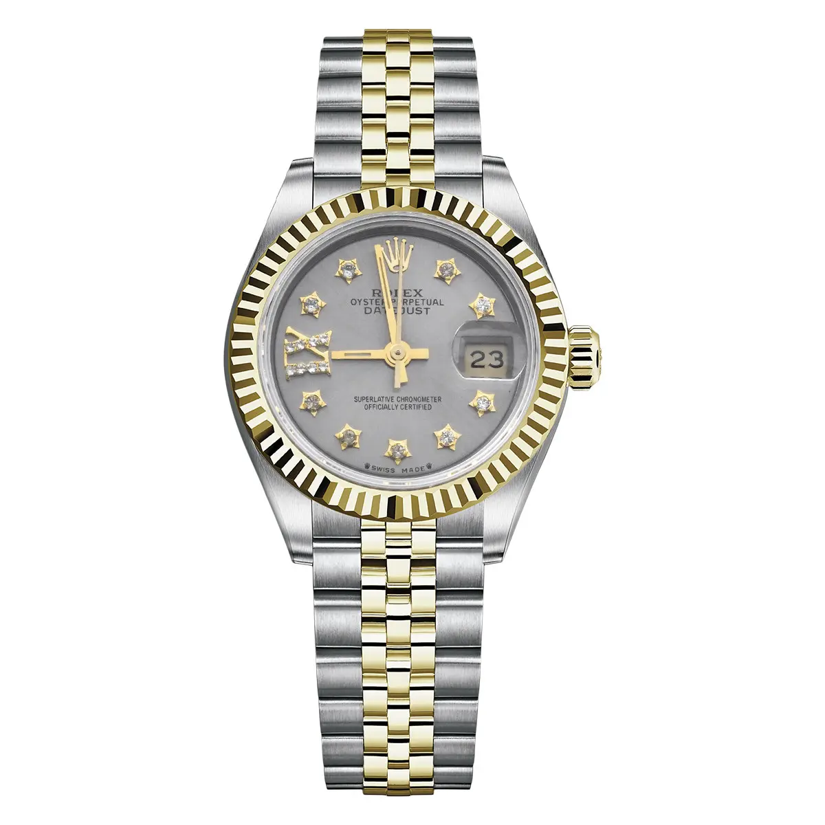 Rolex Lady-Datejust 26mm 69173 Steel & 18K Yellow Gold, Custom Grey Star Diamond Dial, Automatic Women's Watch WHP042537