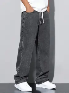 Men's Solid Pocket Jeans, Regular Fit Casual Comfy Denim Trousers for Daily Wear, Fashion Men's Bottoms for All Seasons, Jean Pants Bottoms