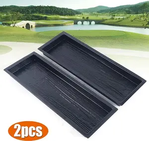 CNCEST 2-Pack Wooden Concrete Path Molds Reusable Walkway Stone Maker for DIY Garden Paths Wood Texture Design (Paver & Stepping Stone Mold)