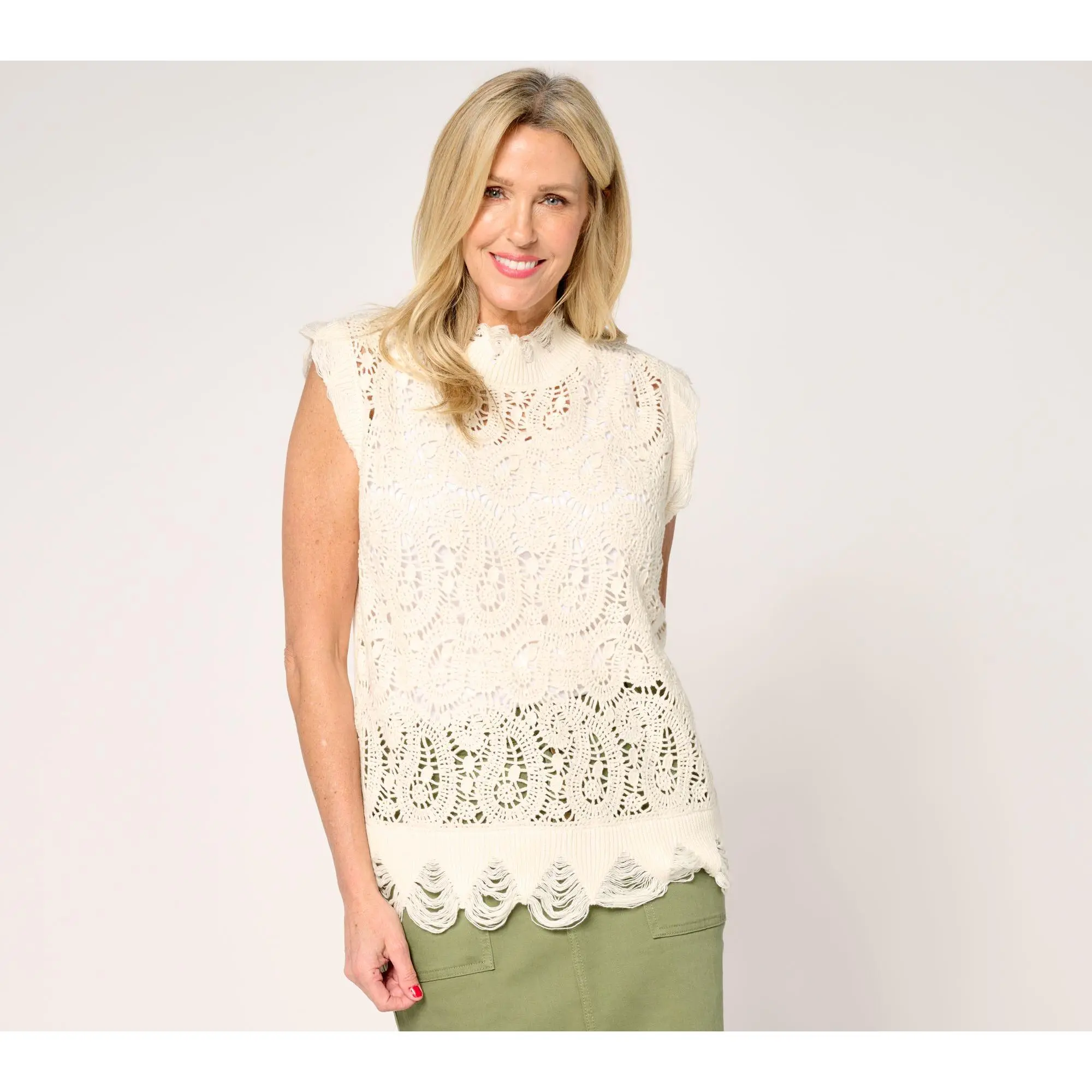 Peace Love World Novelty Paisley Sleeveless Sweater