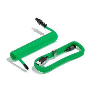Green Keyboard USB-C Coiled Cable | Detachable Metal Connectors | Double-sleeved Cable | Gaming Keyboard Cable