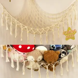 Stuffed Animal Toy Storage Hammock with Tassel, Decorative, Organize Toys Effortlessly, Perfect for Kids' Rooms & Play Areas, Durable Design