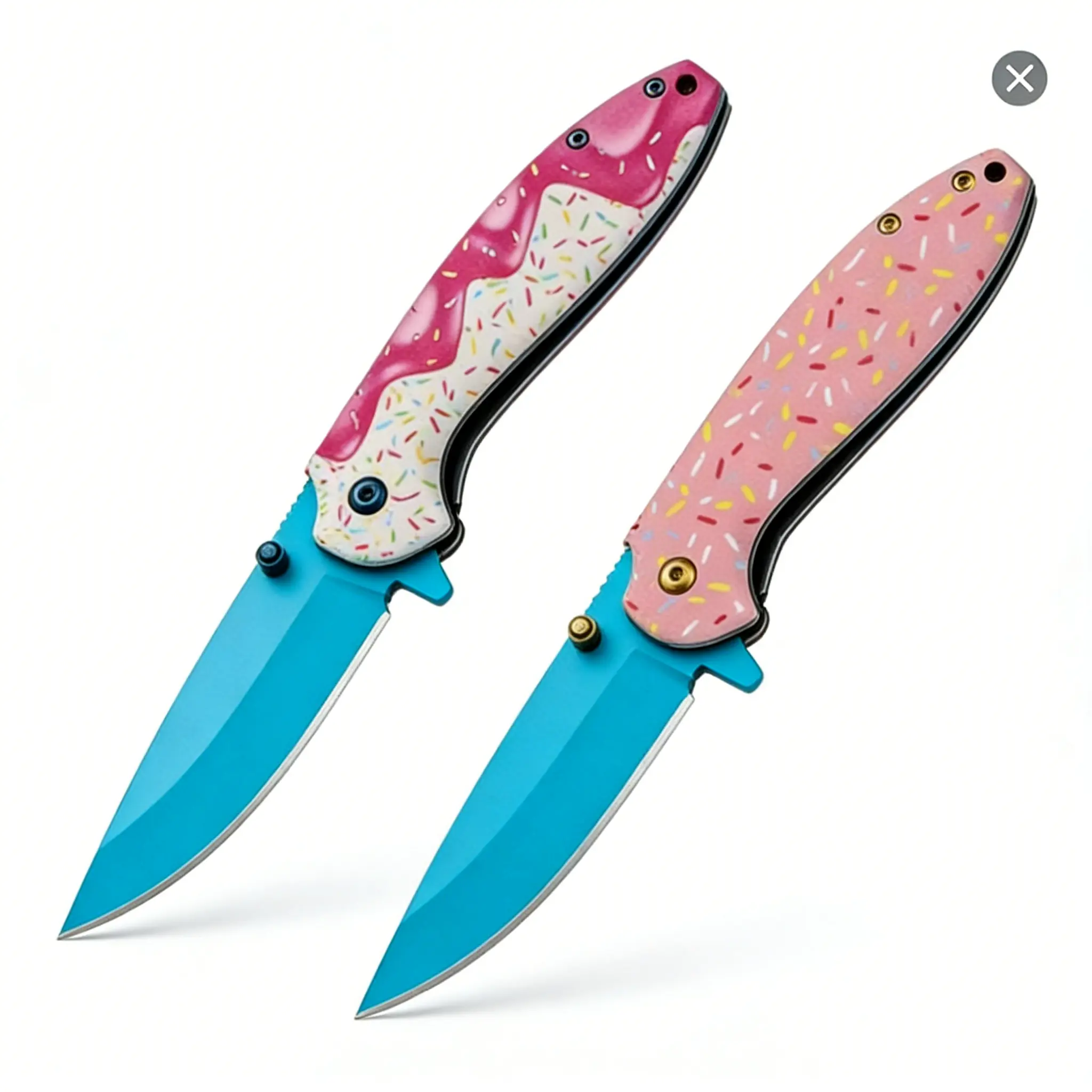 Sweet donut shaped portable knife decorated with pink elements, a multi-purpose outdoor camping fruit knife for men or women to choose from as a gift Compact Pocket Folding Knife Versatile Folding EDC