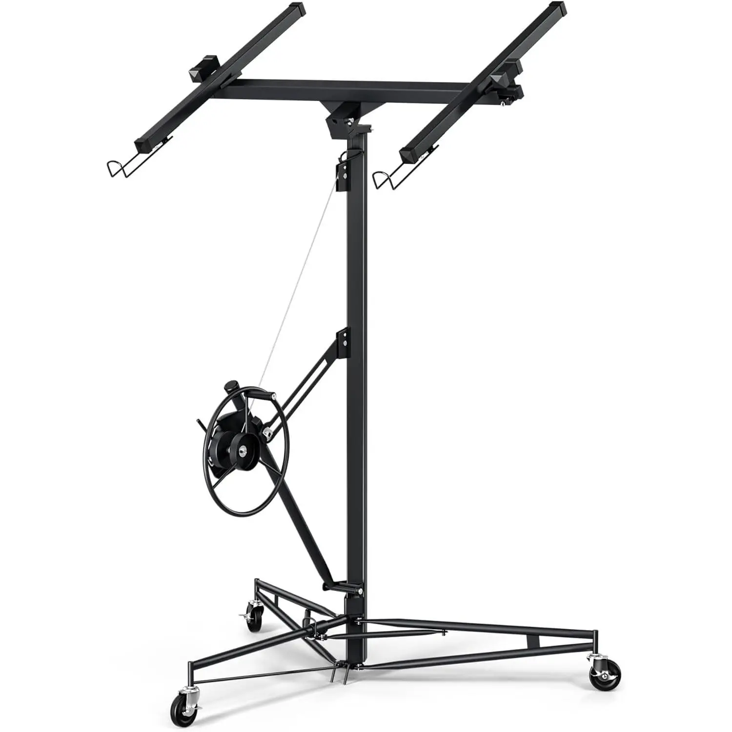 Garvee 11 FT Drywall Lifter Sheetrock Lift with 150 Lbs Capacity Heavy Duty Drywall Lift Panel, 3 Lockable Wheels for Stability, 360° Adjustable Telescopic Arm, Durable Drywall Jack Lift
