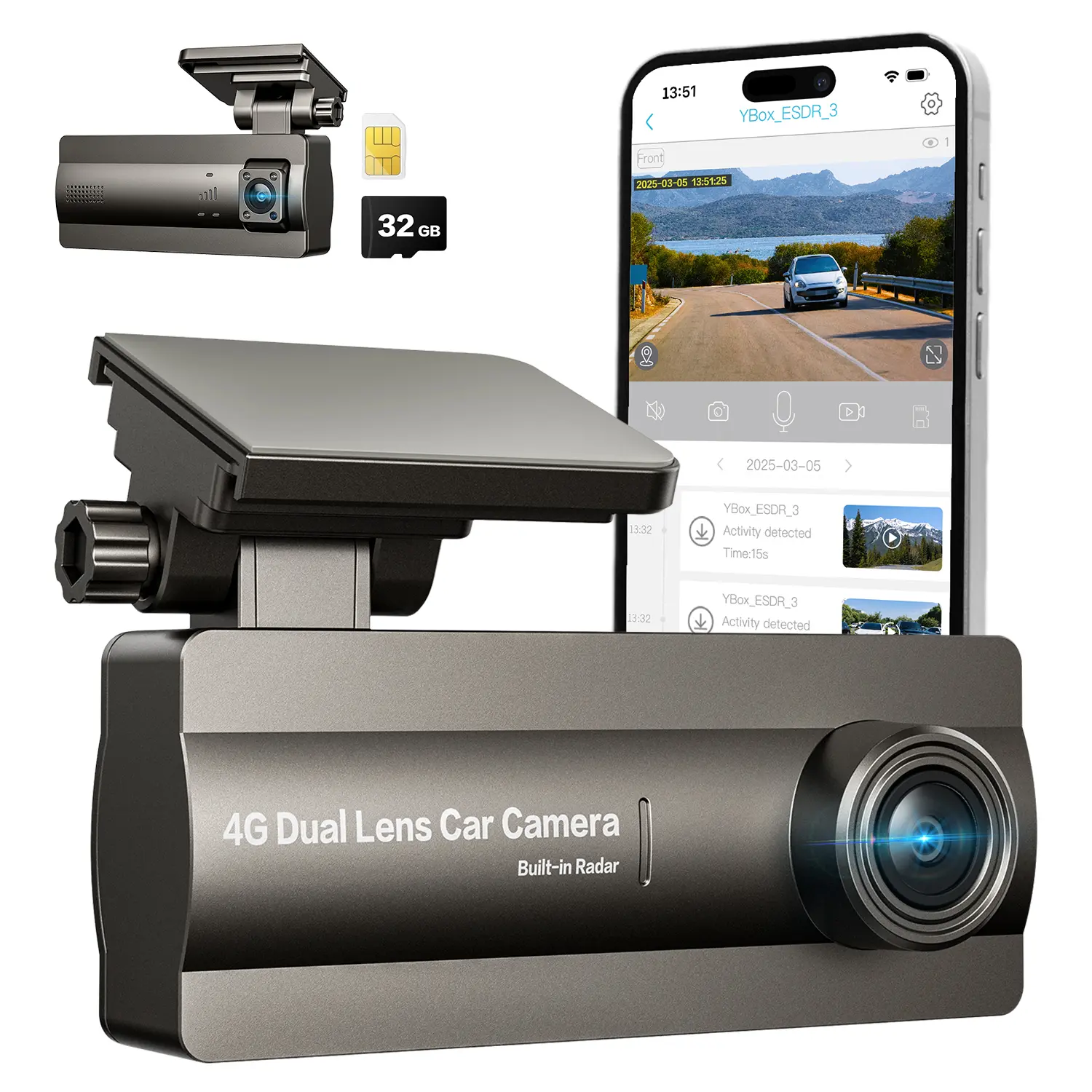 [SummerWins] 4G LTE Dash Cam Front Inside, Dual FHD Live-View and Instant Alerts via APP, Cellular Car Camera with 24/7 Parking Mode, IR Night Vision, No Screen, AI Detection dashcam for Cars, GPS tiktokshopbacktoschool
