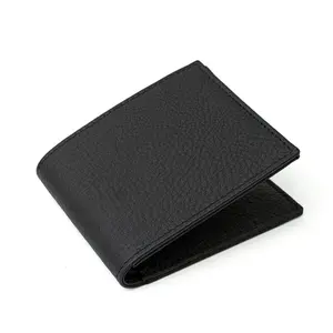 PEGAI Malcolm Leather Wallet - Shrunken Calf Noir - Handcrafted in Ubrique Spain - Togo Calfskin - 6 Card Slots - Hidden Pockets - Bill Compartment - Signature Collection
