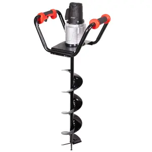 XtremepowerUS 1500W Electric Post Hole Digger Auger Digging With 6" Auger Bit Digger Tool and Garden Tiller for Soil for Fence or Post Installation Gas Powered