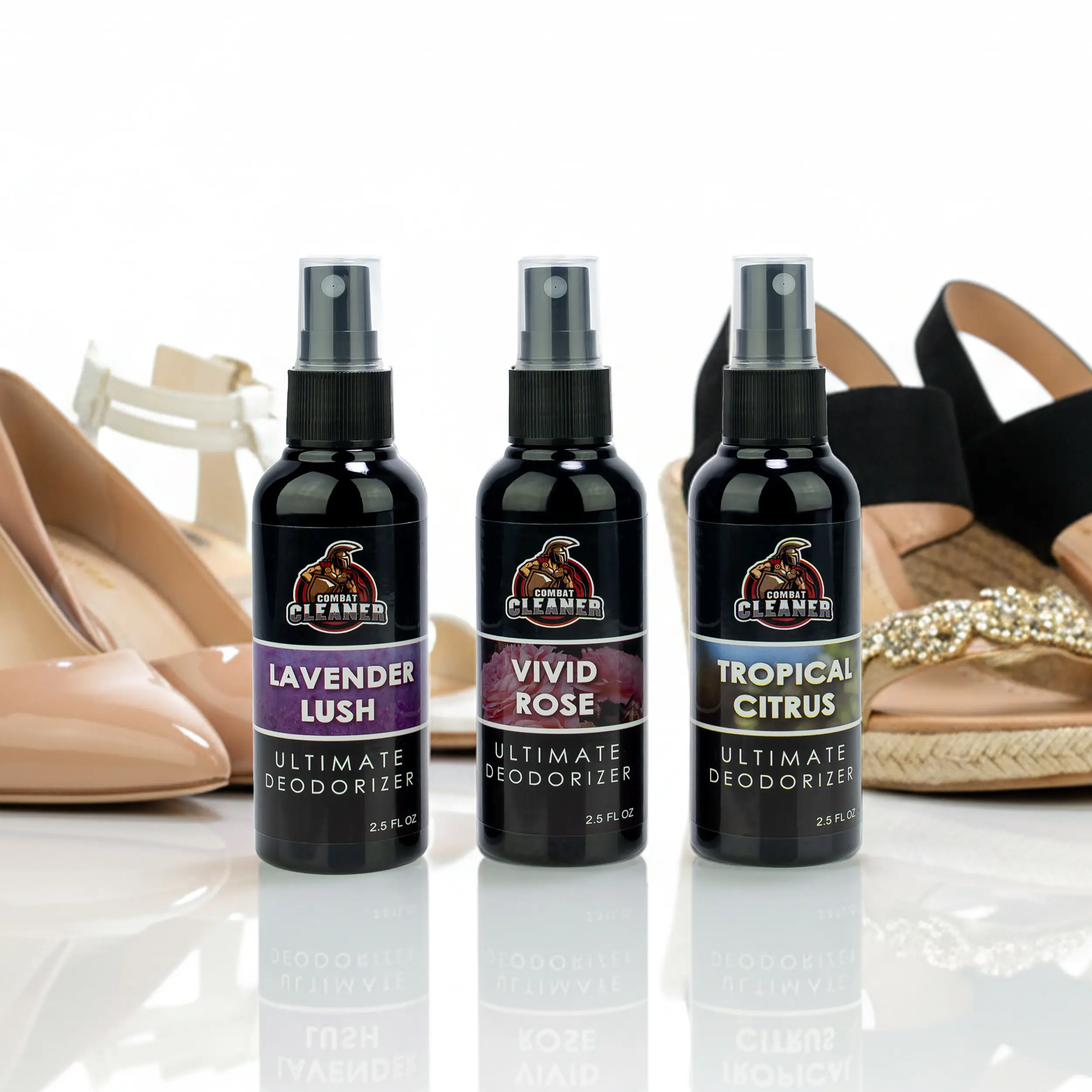 Combat Cleaner - 3-Piece Women Shoe Deodoriser & Freshener Spray – Odour Eliminator for Shoes & Heels., Mom, Sister, Shoe Smell Eliminator, Shoe Deodorizer Spray