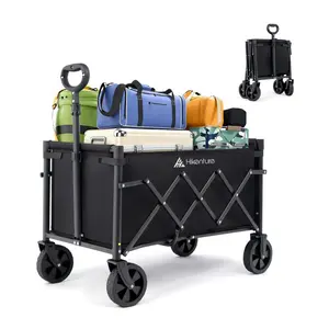 Hikenture Wagon Cart Foldable,Ultra-Compact Small Utility Folding Wagon,Heavy Duty Grocery Cart with All-Terrain Wheels,Portable Collapsible Wagon for Garden,Beach,Shopping,Camping,Sports