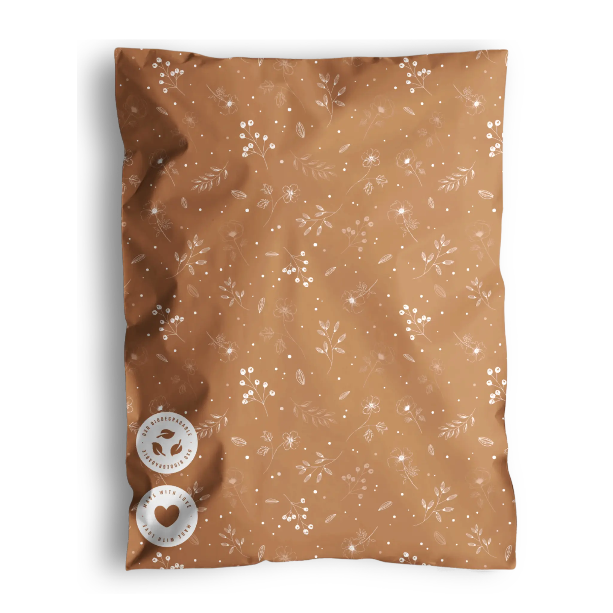 Floral 2D Chestnut Biodegradable Mailers 12" x 15.5"