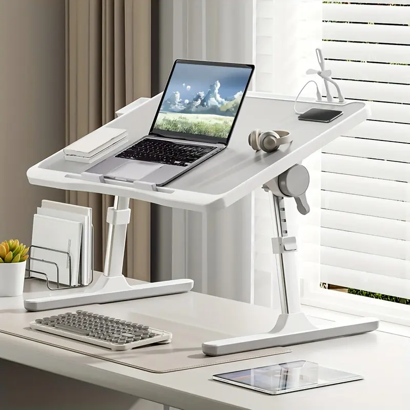 Lap Desk Bed Tray Table, Adjustable Laptop Stand, Bed With USB/Lamp/Fan/Drawer, Portable Laptop Table For Bed/Sofa/Reading/Writing, Bed For Eating And Laptop Tray (silver Gray)