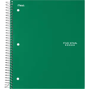 Five Star  8.5 x 11.5 in. Wirebound College Ruled Notebook - 3 Subject, Green