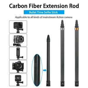 1.5M 3M Carbon Fiber Selfie Stick Accessories for DJI Osmo Action Insta360 GoPro Action Camera Extended Sticks with 1/4" Screw Hole
