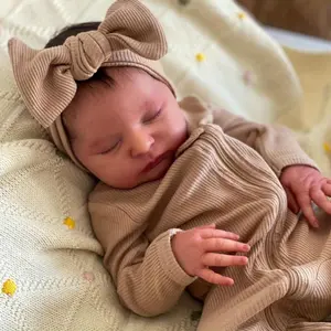 GUESSBELLY 20inch Reborn Baby Doll with 3D-painting Skin and Visible Veins, 50cm Realistic Asleep Laura (Soft Vinyl Limb, Cloth Body) Newborn Bebe Doll Toy For Christmas Gift Kids Playmates, Early Educational Toy