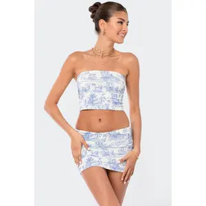 Delft Print Strapless Top