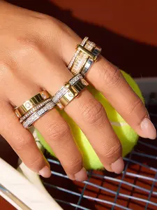Classic Mixed Color Stackable Finger Rings For Women Minimalist 18K Gold Plated Stainless Steel Rings Simple Fashion Jewelry Elegant Fashion Rings