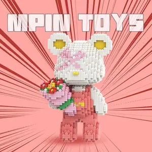 Building Block Toy Set, 25cm High Bear Construction Kit, Building Blocks Figure, Creative DIY Assembly Plaything, Unisex Gift Recommendation, Home Decor